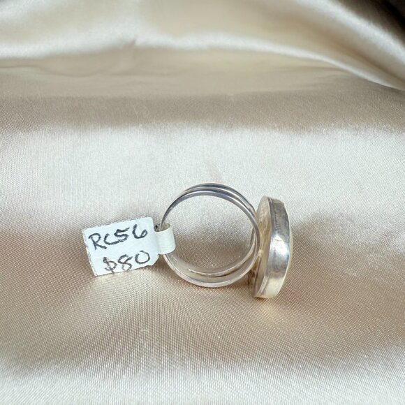 Silver Ring with Willow Creek Jasper Round Cabochon Gemstone Jewelry Size 7.75 - Picture 4 of 5